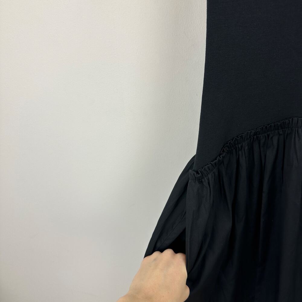 Madewell Mixed Poplin Scoopneck Maxi Dress Cotton A Line Minimalist Black XS NWT - Picture 10 of 14
